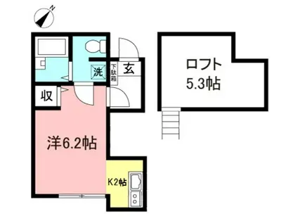 ジュノ・ヴィラージュ東林間(1K/1階)の間取り写真