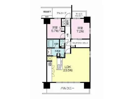 ファーミンスペリオ宝殿駅前(2SLDK/12階)の間取り写真