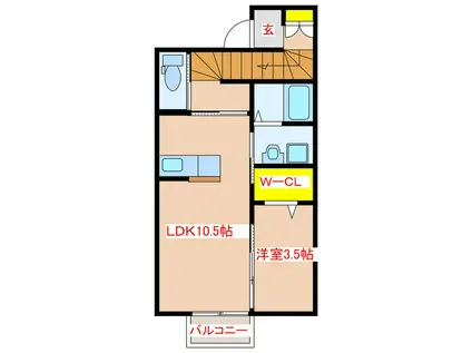 CONTENTO(1LDK/2階)の間取り写真