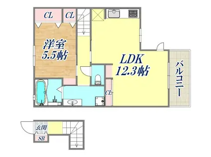 キャム月見山Ⅱ(1LDK/2階)の間取り写真