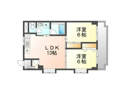 ファミール・ハイム(2LDK/4階)の間取り写真