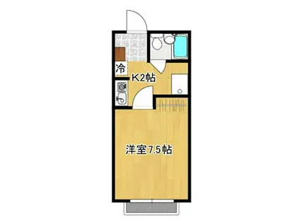 クレセント渡辺 A棟(1K/2階)の間取り写真