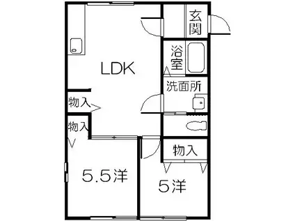 グランコート城山(2LDK/2階)の間取り写真