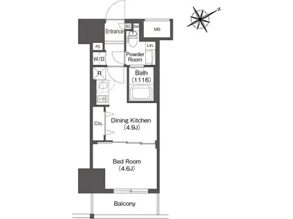 レフィールオーブ浅草橋(1DK/7階)の間取り写真