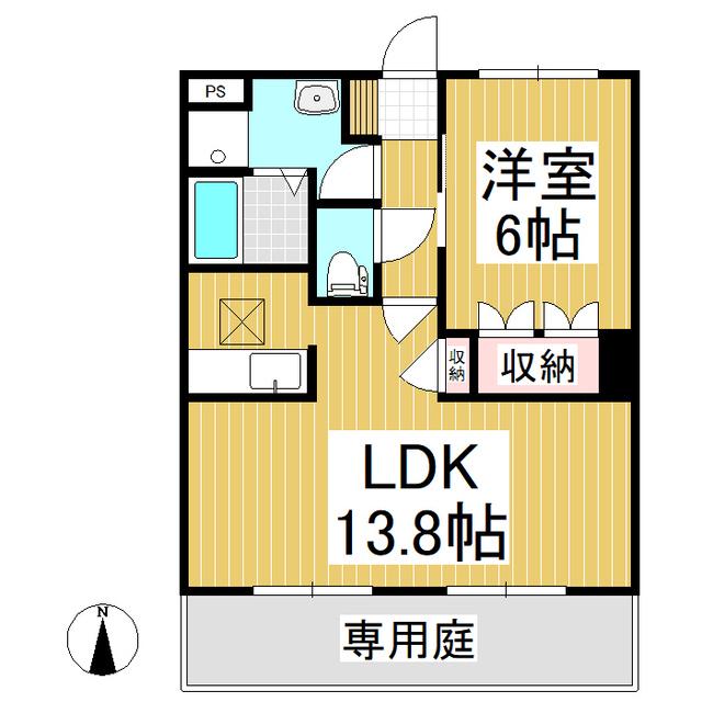 LR.サウスWAVE(1LDK/1階)の間取り写真