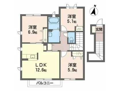 シャーメゾンアリス(3LDK/2階)の間取り写真