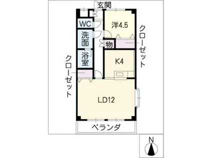 ロイヤル香流(1LDK/4階)の間取り写真