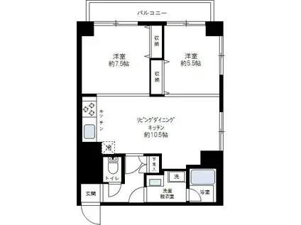 コスモ磯子パークサイド(2LDK/4階)の間取り写真