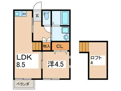 カーサLG(1LDK/2階)の間取り写真