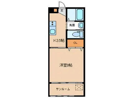 GRANDE MAISON(1K/1階)の間取り写真