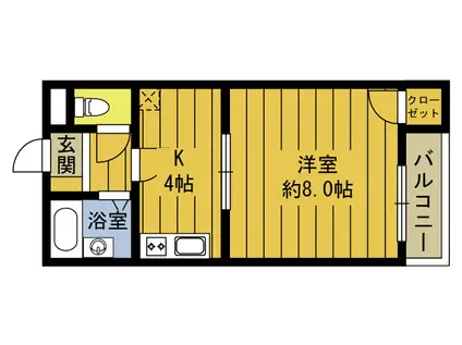 ブライトンスポット(1K/3階)の間取り写真