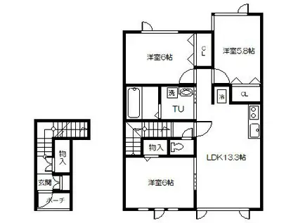 D.A.L(3LDK/2階)の間取り写真