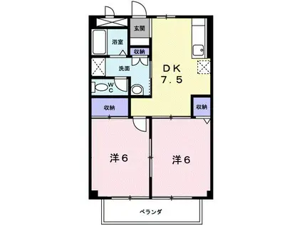 クロスローズ(2DK/1階)の間取り写真