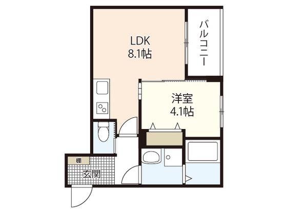 ロンディネ(1LDK/1階)の間取り写真