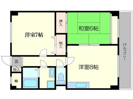 メゾン琵琶(2LDK/4階)の間取り写真