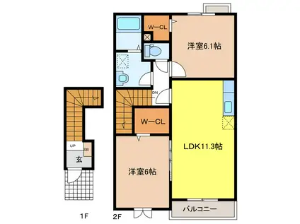 WIND FUTUREII(2LDK/2階)の間取り写真