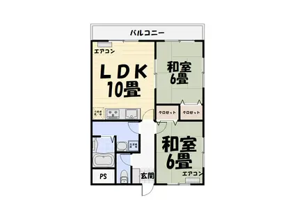 ベイサイドマンション(2LDK/1階)の間取り写真