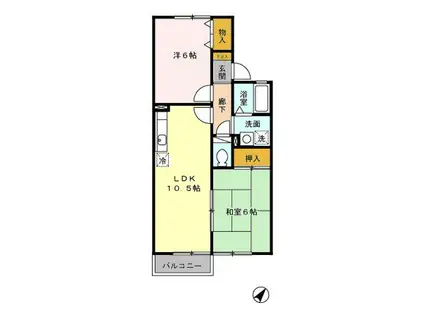 リブェールけやきI(2LDK/2階)の間取り写真