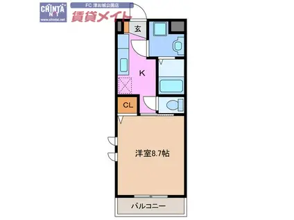 アメニティ江戸橋(1K/4階)の間取り写真