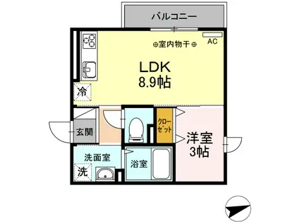 サブリナガーデンヒルズ(1LDK/2階)の間取り写真