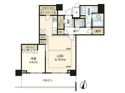 プレミスト天神赤坂タワー(1SLDK/18階)の間取り写真