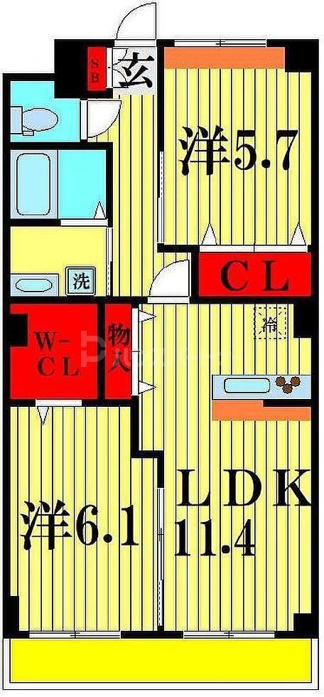 メゾンアイリス(2LDK/2階)の間取り写真