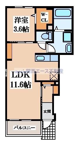 ボナール セカンド ハイツ(1LDK/1階)の間取り写真