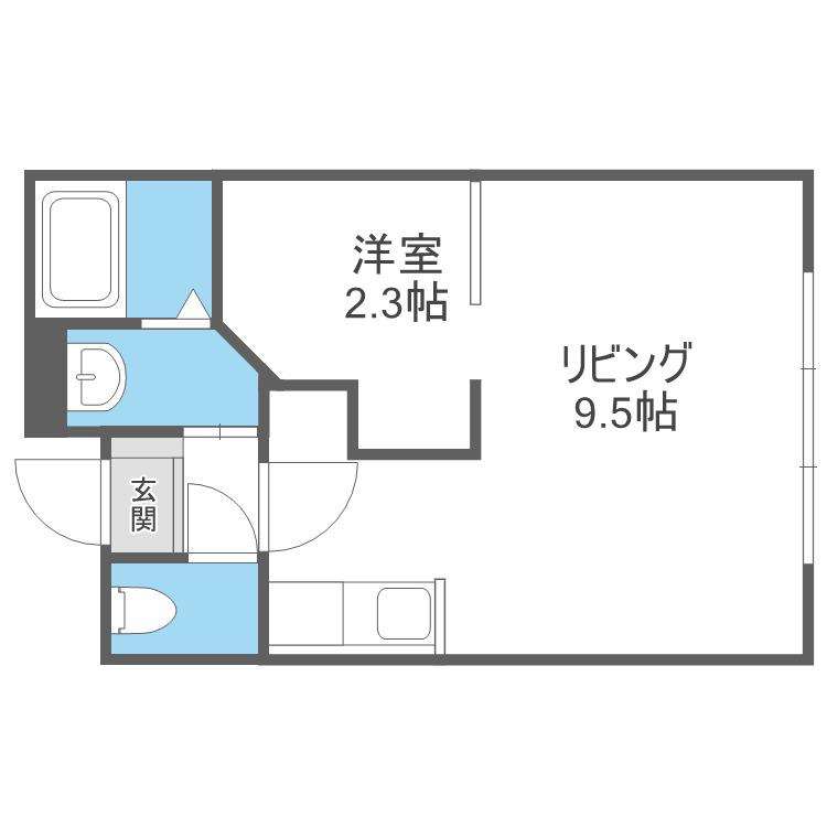 プラティーク札幌(1DK/5階)の間取り写真