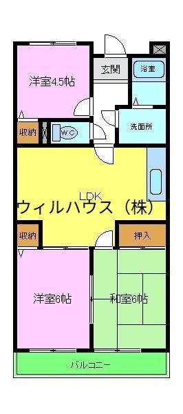 プリネール(3DK/2階)の間取り写真