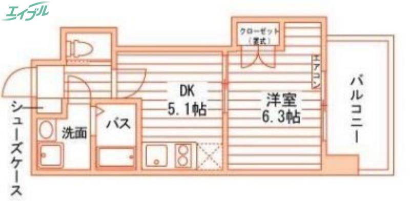 GRAND ETERNA岡山II(1DK/2階)の間取り写真