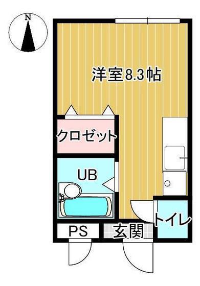 衣笠ビル(ワンルーム/2階)の間取り写真