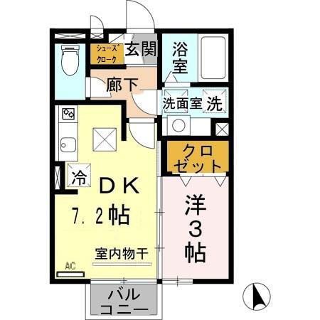 ハイツエンカウンター(1DK/1階)の間取り写真