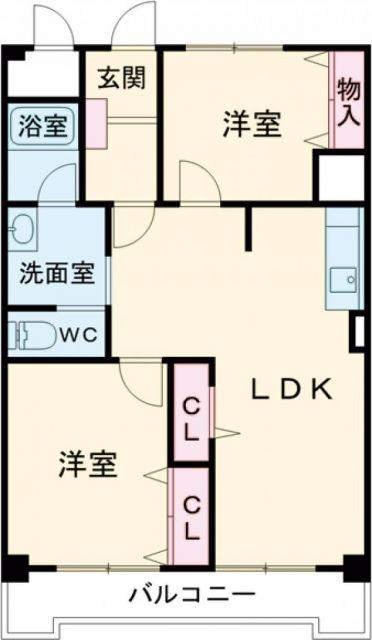 城東マンション(2LDK/3階)の間取り写真