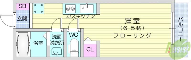 ND郡山(ワンルーム/2階)の間取り写真