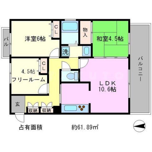 南禅寺東山(3LDK/5階)の間取り写真