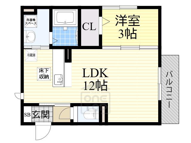 アベニール千里(1LDK/1階)の間取り写真