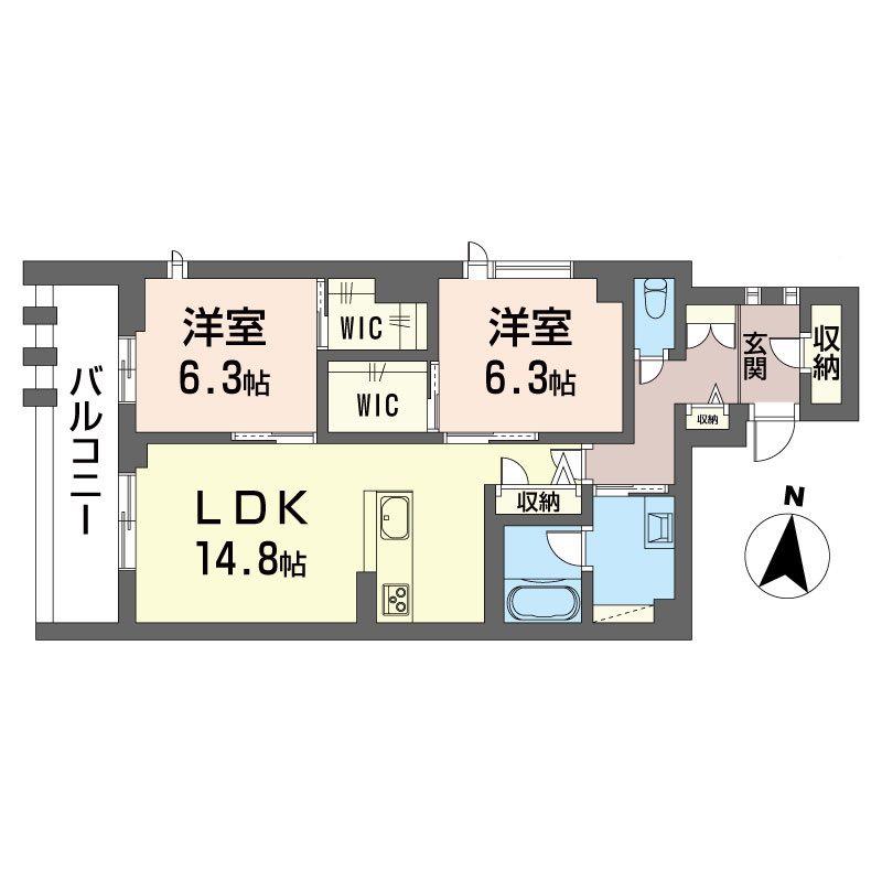 グランコート(2LDK/3階)の間取り写真