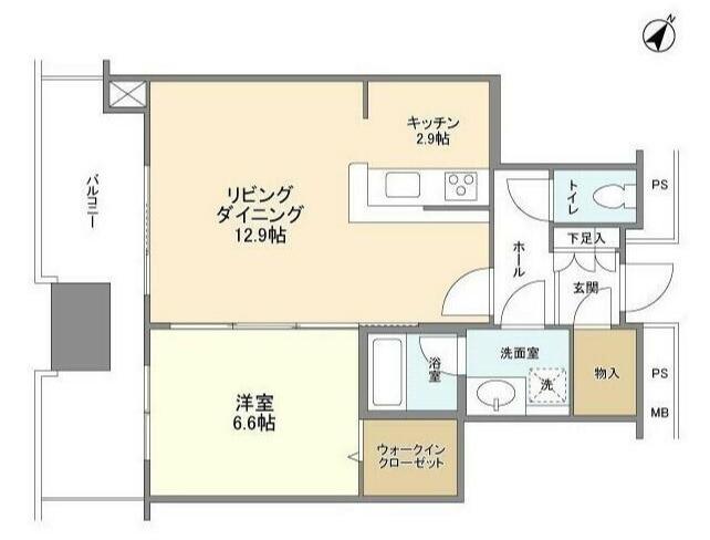 リガーレ日本橋人形町(1LDK/35階)の間取り写真