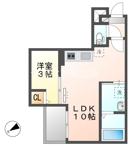 JACK HACHIMANI(1LDK/3階)の間取り写真