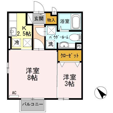 セジュール京(2K/1階)の間取り写真