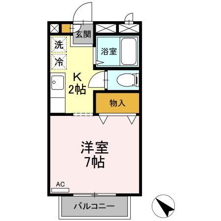 マロンクレール(ワンルーム/3階)の間取り写真