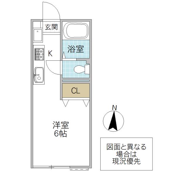 緑町テラス C(ワンルーム/1階)の間取り写真