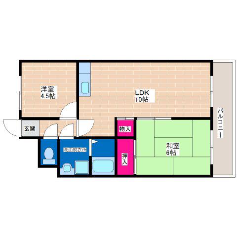 光コーポI(2LDK/3階)の間取り写真