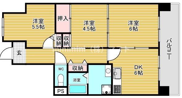 ノアーズアーク住之江(3DK/9階)の間取り写真