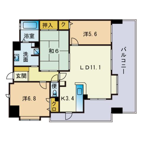 KDXレジデンス西公園(3LDK/8階)の間取り写真