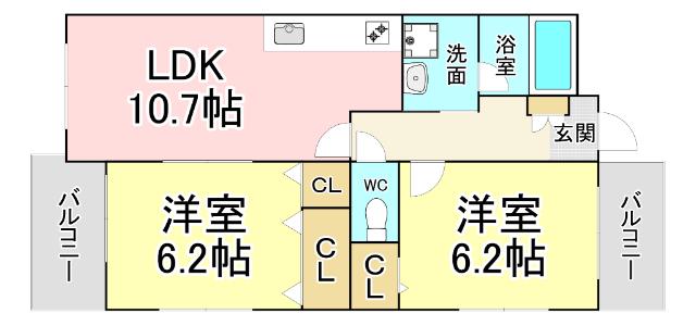 プレステージ緑ヶ丘(2LDK/3階)の間取り写真