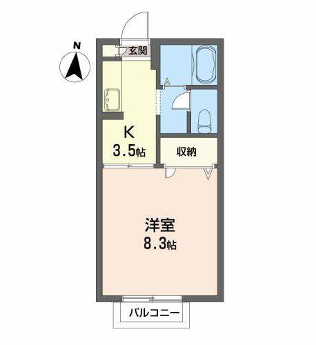 サンクレストT(1K/2階)の間取り写真