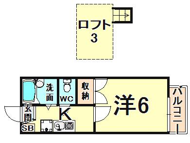 AMIS(1K/2階)の間取り写真