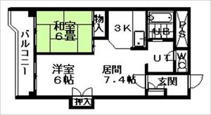 アートサイドテラス(2LDK/2階)の間取り写真