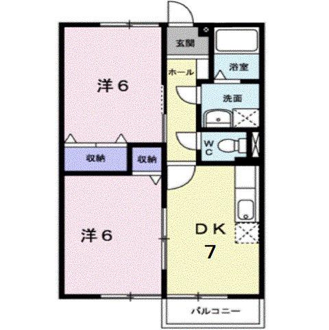 エーデルハイムG(2DK/2階)の間取り写真